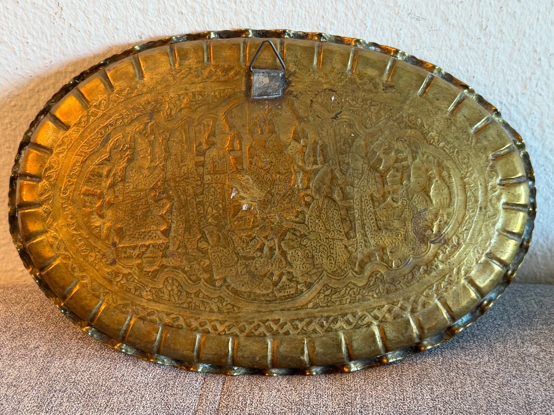 Dipinti: Antike Messing Tablett Oval Gravierte Verzierte Überbackene – Usato da Basel venduto da PAUL_ART 6