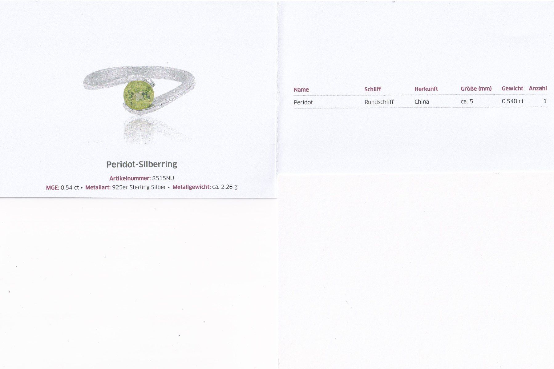 Anelli: Echtschmuck: Peridot-Silberring 18/56 – Nuovo (secondo la descrizione) da Zuchwil venduto da maumauchi 1
