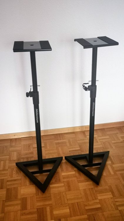 BS-03S-BK Supports D’enceinte Aluminium Verre MDF Conduite De Cable Pointes Bois Noir