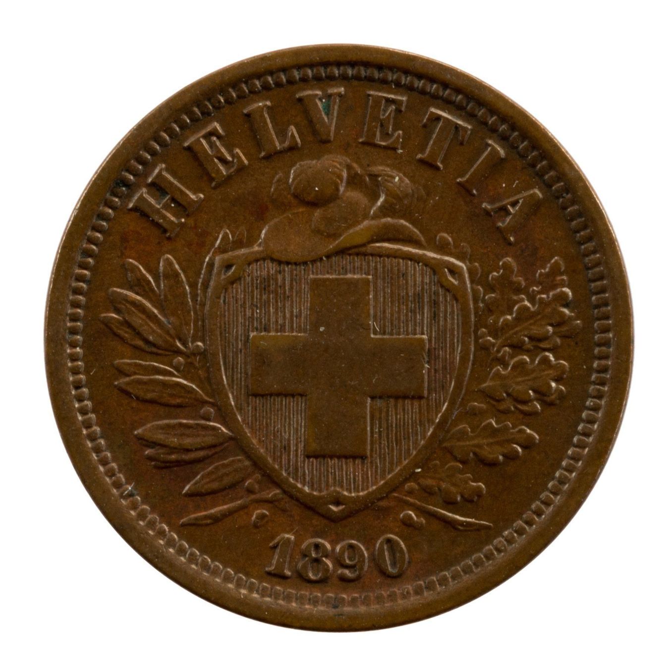 Alle Münzen: Schweiz / Suisse - 2 Rappen - 1890 – Gebraucht aus Rotkreuz von Swiss-Coins