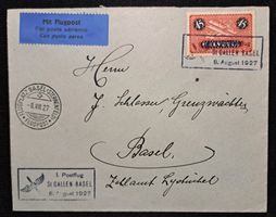 Flugpost Erster Postflug St. gallen - Basel 1927