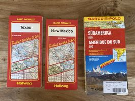 3 alte Karten USA Südamerika Marco Polo Rand McNally