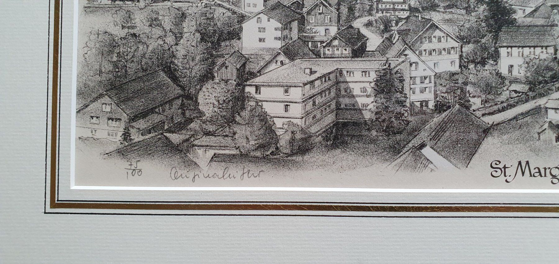 Grafiken & Lithographien: St.Margrethen - Litho im Goldrahmen – Gebraucht aus Kreuzlingen von Rschweiz1 1