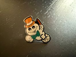 Vintage Pin/Anstecker Schneemann mit Zylinder, Rarität! BIO