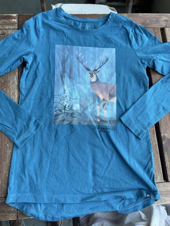 FiTz Langarmshirt mit Hirschmotiv Grösse 152/158 petrolgrün