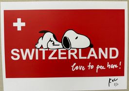 KeC: Snoopy loves to pee in Switzerland, signiert 8/20