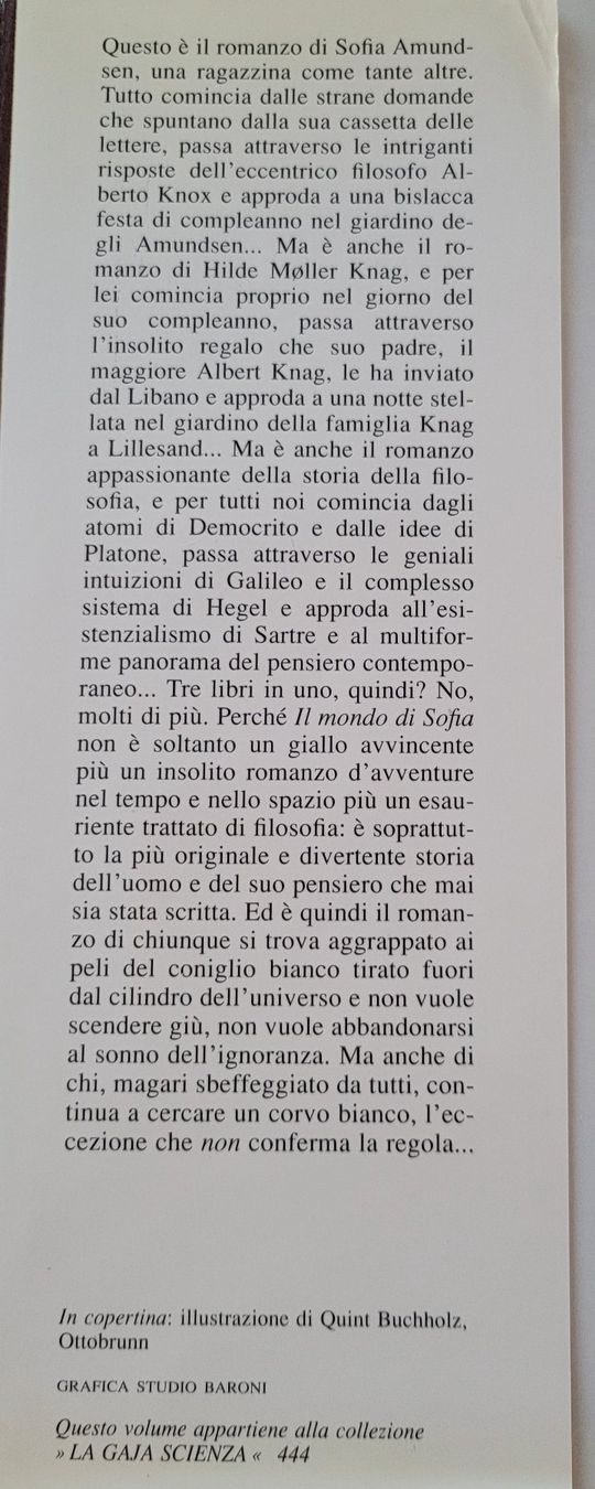 Libri: Jostein Gaarder - Il mondo di Sofia (Sofies Welt) – Usato da Zürich venduto da fourpaws 4