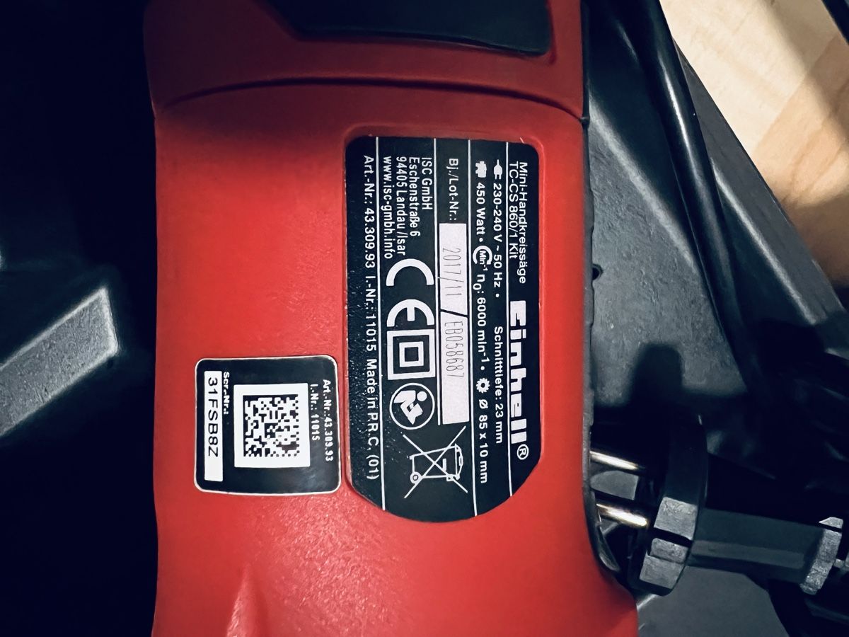 Einhell Seghe: Einhell Mini-Handkreissäge TC-CS 860/1 Kit – Usato da Thun venduto da S.Feiser 1