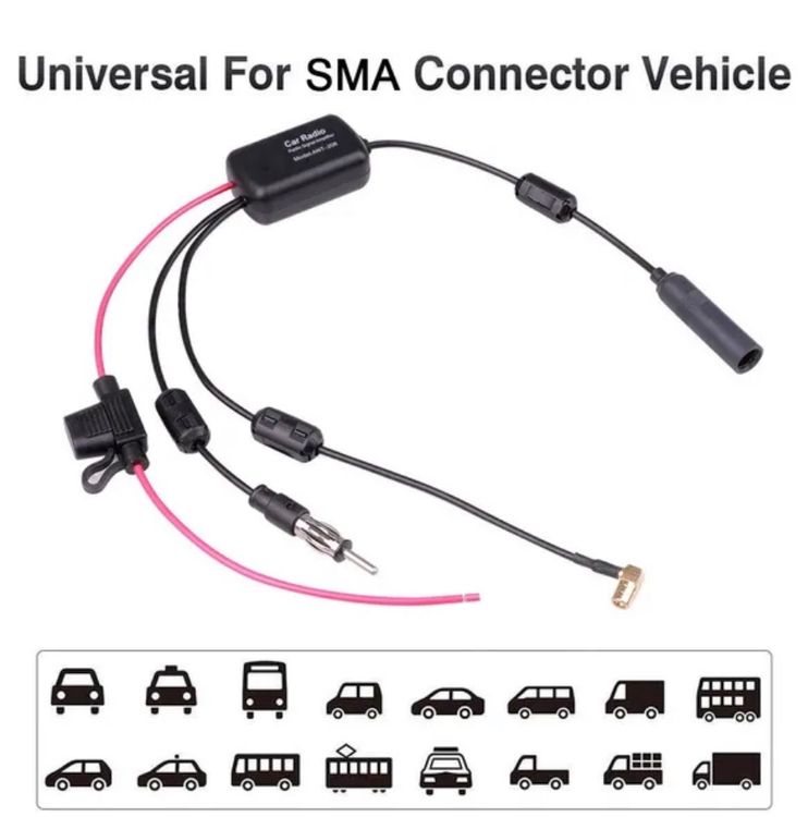 DAB Antenne, DAB+ Autoantenne mit SMB/SMA Adapter, Universeller