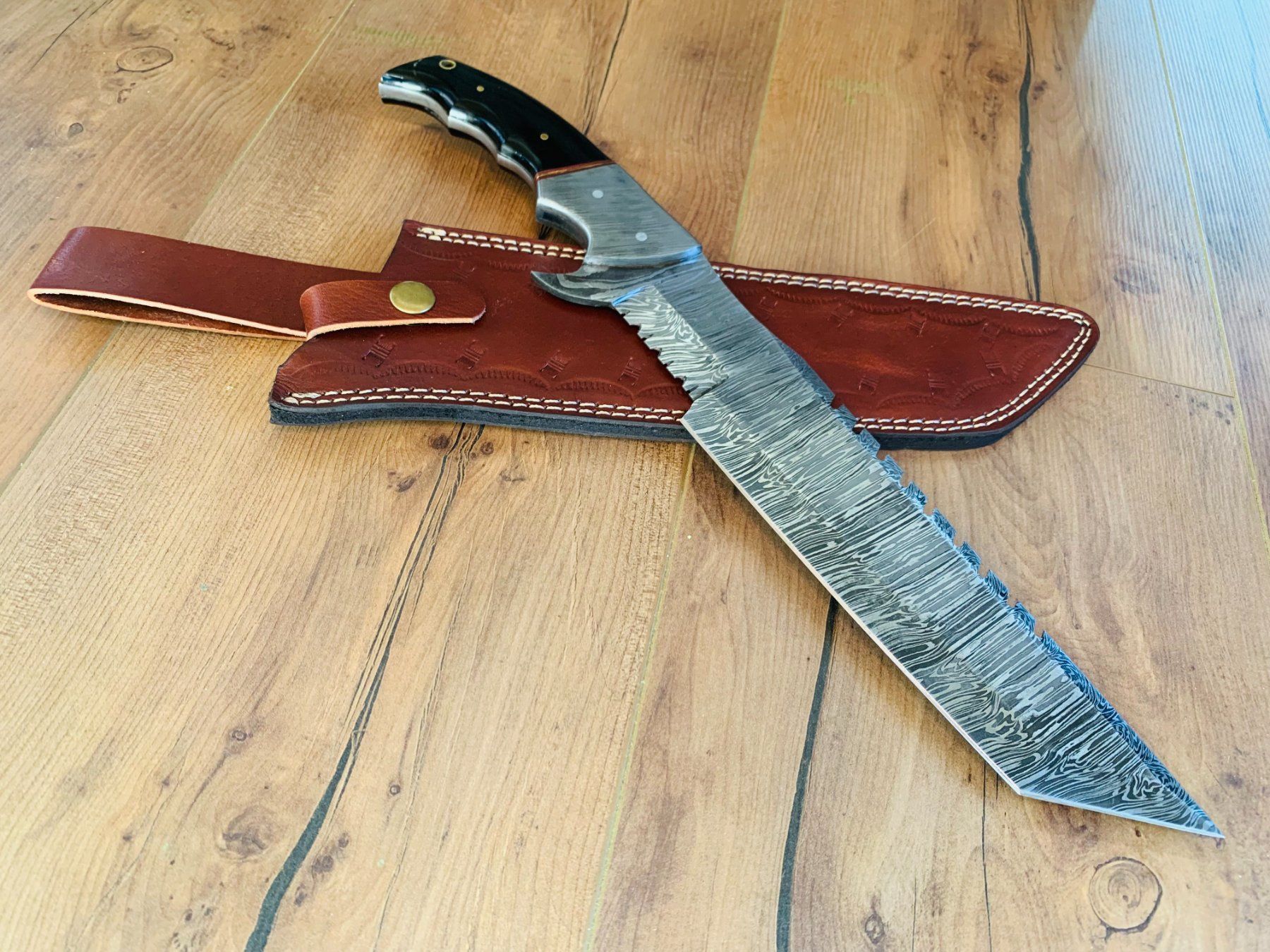 Zubehör: Damast Messer feststehend HANDMADE 37cm schmid No. 04 – Neu und originalverpackt aus Bergdietikon von shopAgent 3