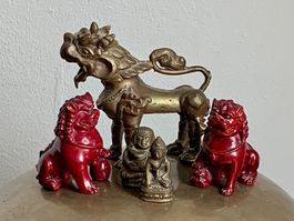 Asiatica Lot von Drachenlöwe, Fo Hunde und Buddhas, China