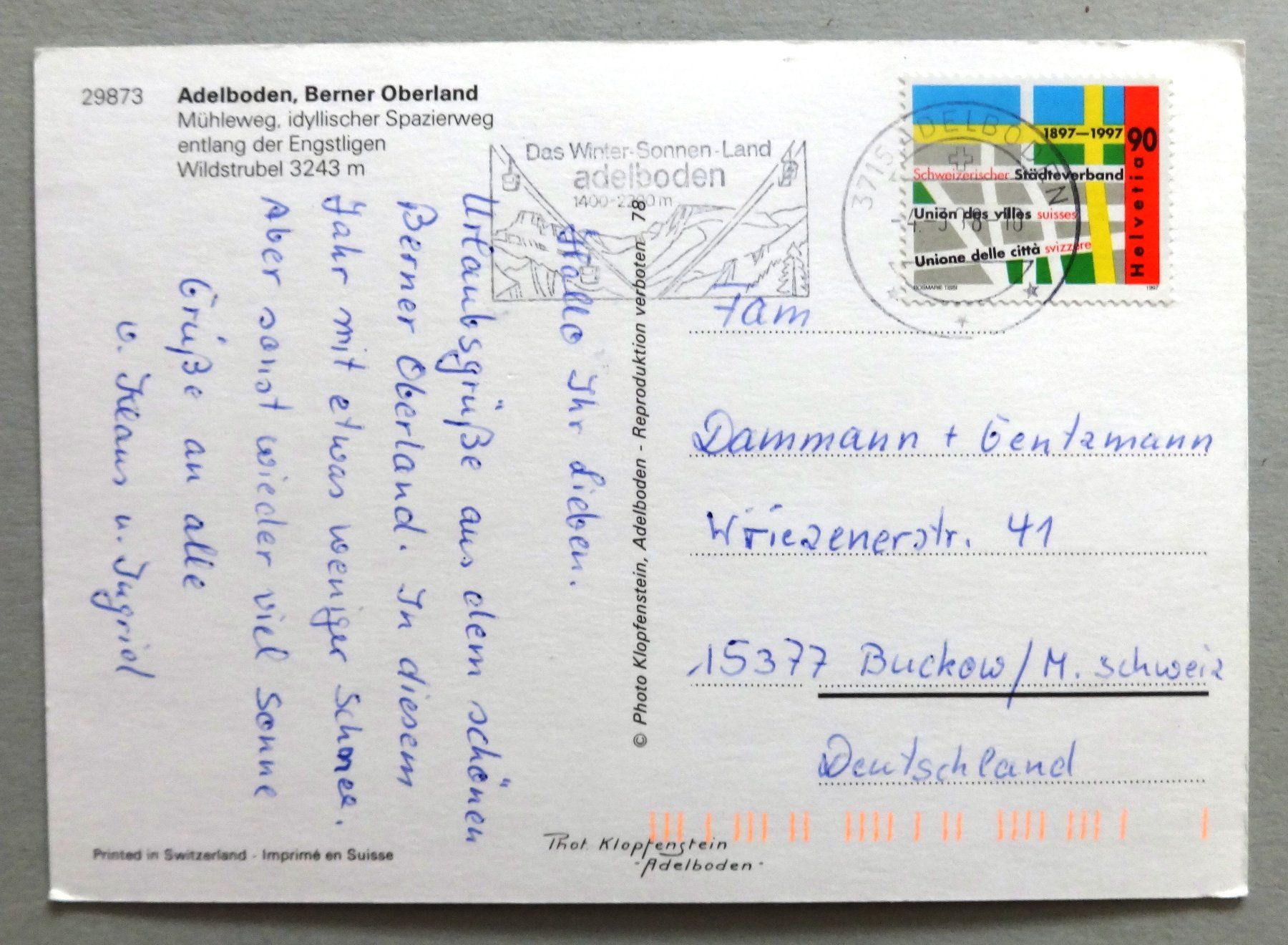 Cartes postales: Adelboden, B.O., Mühleweg – D'occasion à Fétigny par Billy2miny 1
