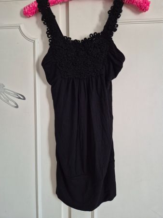 Trägershirt mit Spitze, schwarz, Gr. S