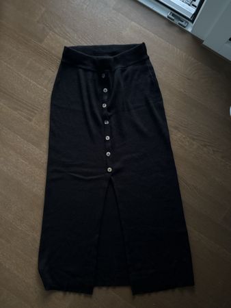 Rock Damen schwarz Knopfleiste