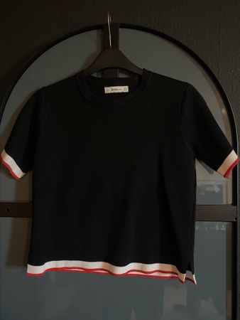 Shirt, Schwarz mit Rot/Weiss, Grösse S