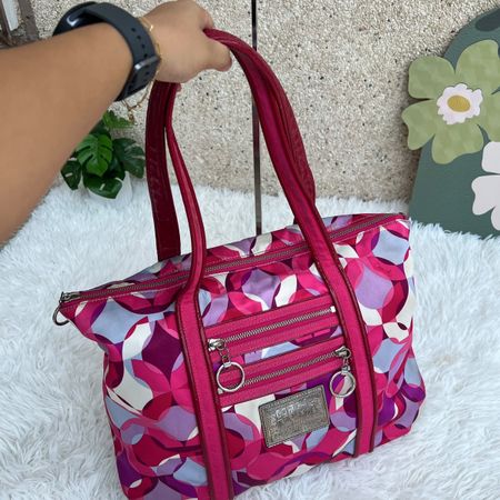 Coach Poppy Handtasche Pink Muster guter Zustand