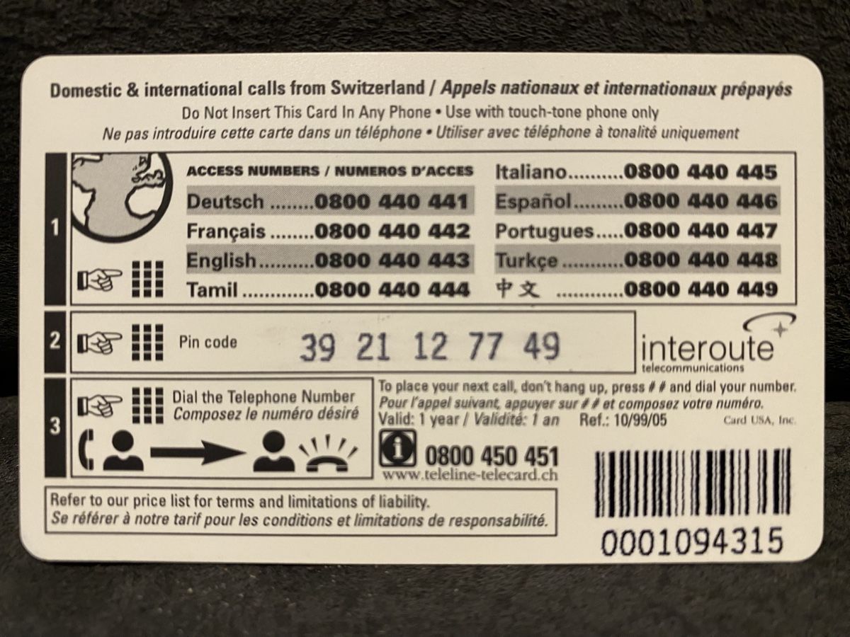 Cartes de téléphone: Teleline – D'occasion à Lausanne par babacard10 1