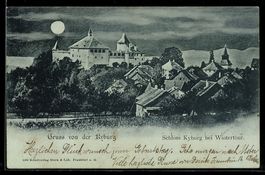 Mondschein-AK Kyburg bei Winterthur, Schloss Kyburg