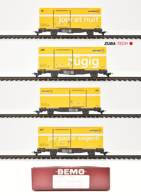 H0m Bemo - Lot De 4 Voitures Voyageurs RHB (années 70/80) - Train Miniature H0m/H0e