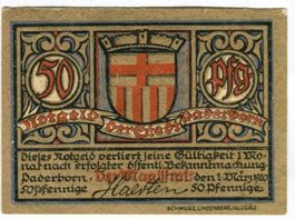 Notgeld "50 Pfennig. Paderborn 1920"