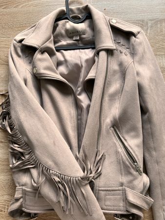 Trendige Fransenjacke von Amisu in Wildlederoptik, gr.36