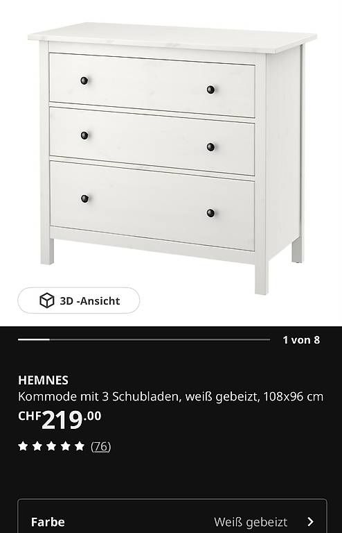 Kommoden: IKEA Hemnes Kommode weiss gebeizt – Gebraucht aus Dörflingen von Kendraa 3
