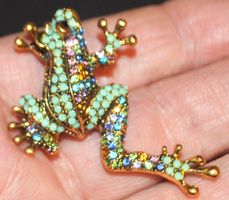 Brosche L-6702 – Frosch multicolor Strass 5,2cmx4,7cm