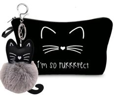 Kulturbeutel / Make Up Tasche / Katze mit Schlüsselanhänger