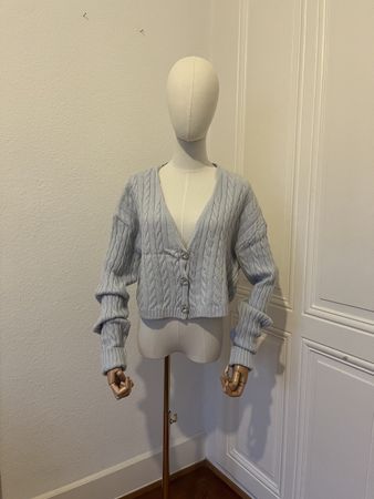 Ronny Kobo Cable Knit Cardigan with Jewel Buttons, M