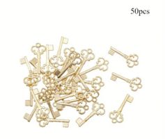 50 Stk Schlüssel Gold zum Basteln oder Schmuck machen, Neu