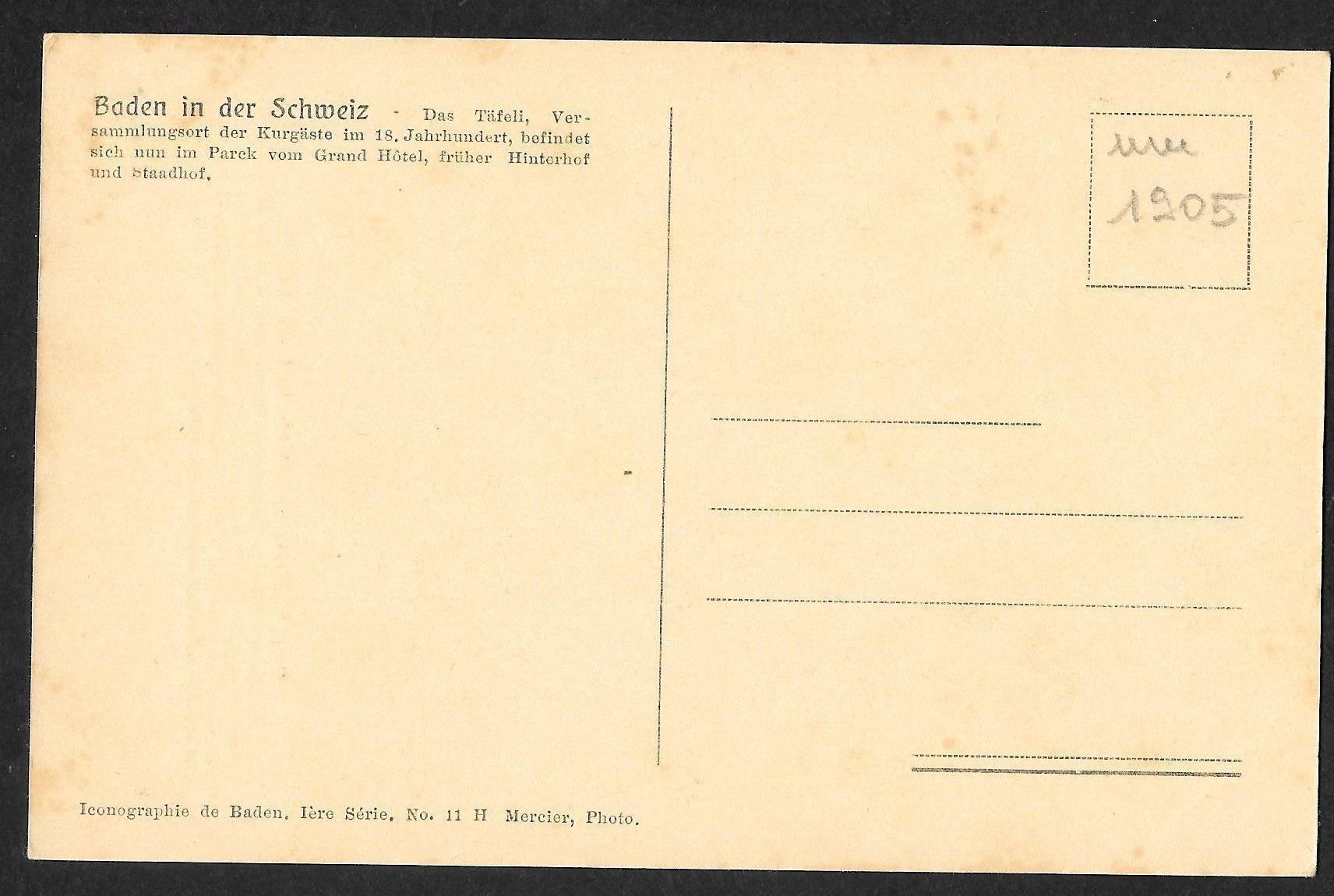 Cartes postales: Baden Das "Täfeli" im Hinterhof – D'occasion à Olten par clotaldi 1