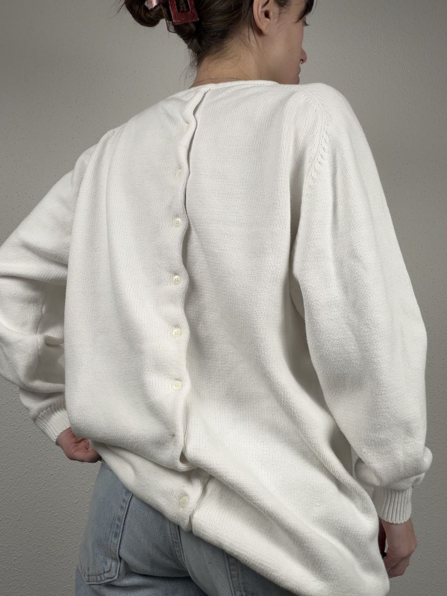 Pullover & Sweatshirts: Vintage white Sweater with Button Back Detail – Gebraucht aus Knonau von Grapesvintage 5