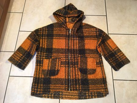 Woll-Jacke/Mantel, Karo gold-d'blau, XL