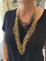 Halskette Gold Schwarz Vintage Gliederkette Boho Style