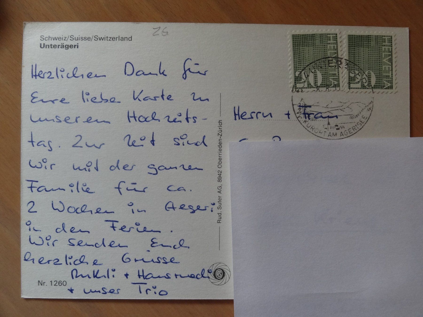 Cartoline postali: Unterägeri - Zoug – Usato da St Léonard venduto da Riglin 1