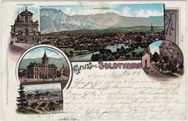 SO 39 Litho Solothurn Fünf Bilder St.Ursus Post Kurhaus1899
