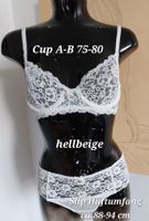 Neuwertiges Spitzen BH - Slip Set  Cremefarben 75-80B -36-38