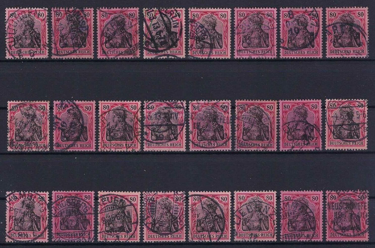 Alle Briefmarken: Germania Briefmarken 1902 gute 80 Pfennig Werte gest. – Gebraucht aus Hitzkirch von walti1959