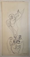 Lill Tschudi Original Zeichnung handsigniert 51x24cm