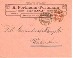 Brief, A. Portmann - Portmann Escholzmatt LU 1907