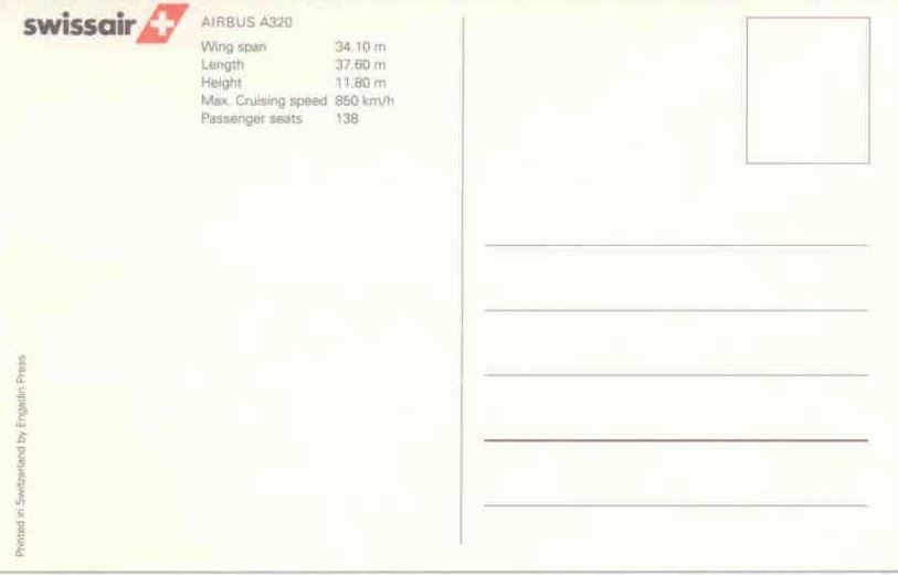 Ansichtskarten: SWISSAIR ✈   A320 Postkarte – Neu (gemäss Beschreibung) aus Humlikon von GX30 1