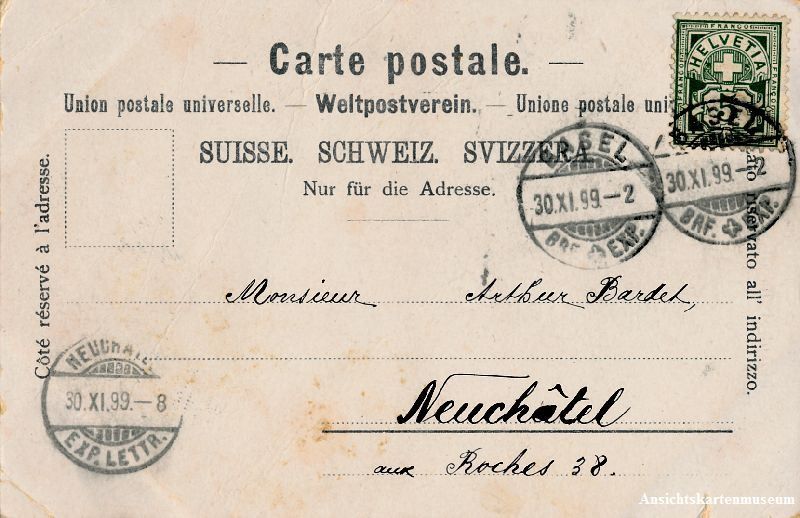 Cartoline postali: Basel - Spalentor Farblitho + 1899 – Usato da Emmenbrücke venduto da teestube 1