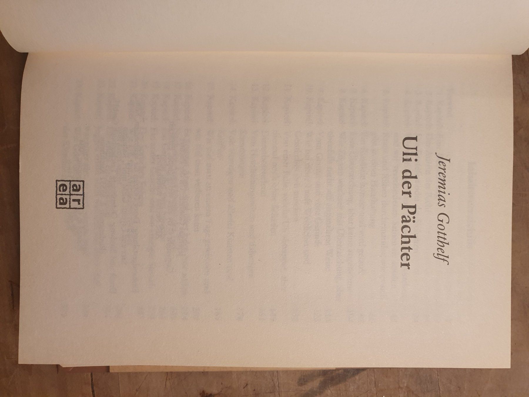 Libri: Uli der Pächter Jeremias Gotthelf Area – Usato da Zürich venduto da loosebone 1
