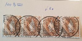 Stehende Helvetia 100B, 4er Streifen , mit Abart