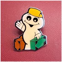 Vintage-Pin - Maga-Bio-Männchen mit Koffer