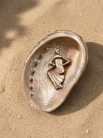 Vintage Japanese Hand-Carved Mother-of-Pearl Figural Brooch 