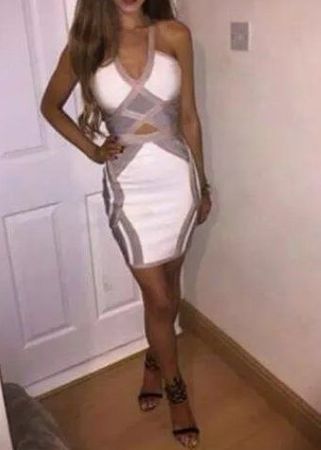 NEUES mega Bandage-Kleid beige-weiss Gr. S - 220664