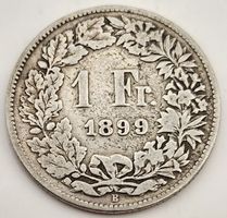  1 Franken Schweiz 1899 Silber – Stehende Helvetia – Schöne 