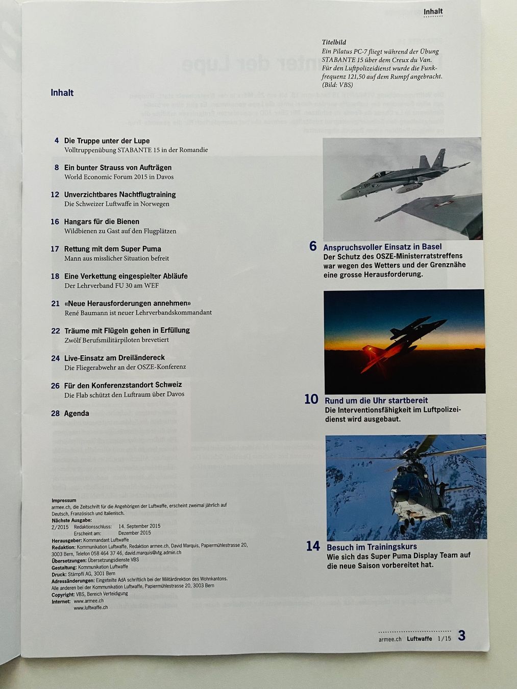 Schweizer Armee Documenti: Schweizer Luftwaffe Swiss Air Force Heft 44 Sei 2015 – Usato da Müswangen venduto da buyin 1