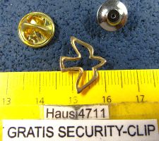 TAUBE SCHMUCK-PIN CUTOUT GOLDIG KLEIN MIT SECURITY-CLIP MUBA